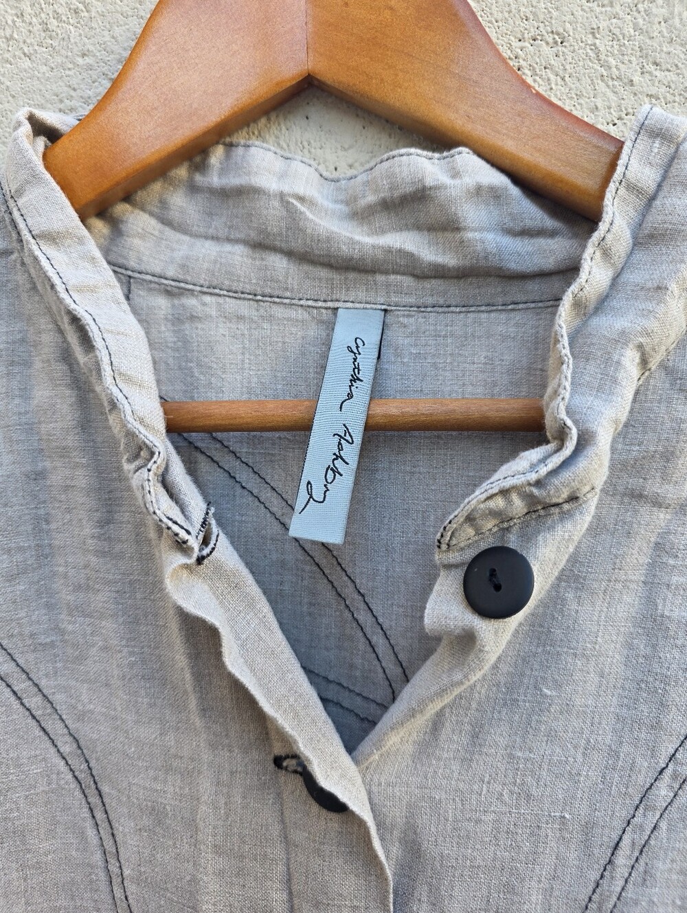 Cynthia Ashby | 100% Linen Asymmetric Art To Wear Button Up Tunic LS Size Small - Picture 3 of 11